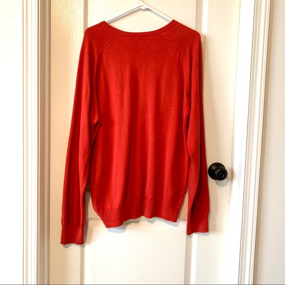 GAP Men’s Red/Orange Cotton V-Neck Sweater—SZ. Lg - Picture 6 of 13